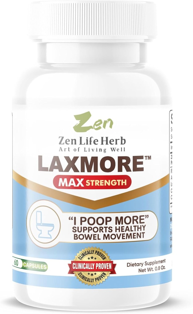 ZEN LIFE HERB LAXMORE I Poop Mai multă putere maximă 100% Supliment natural pe bază de plante (60 capsule)