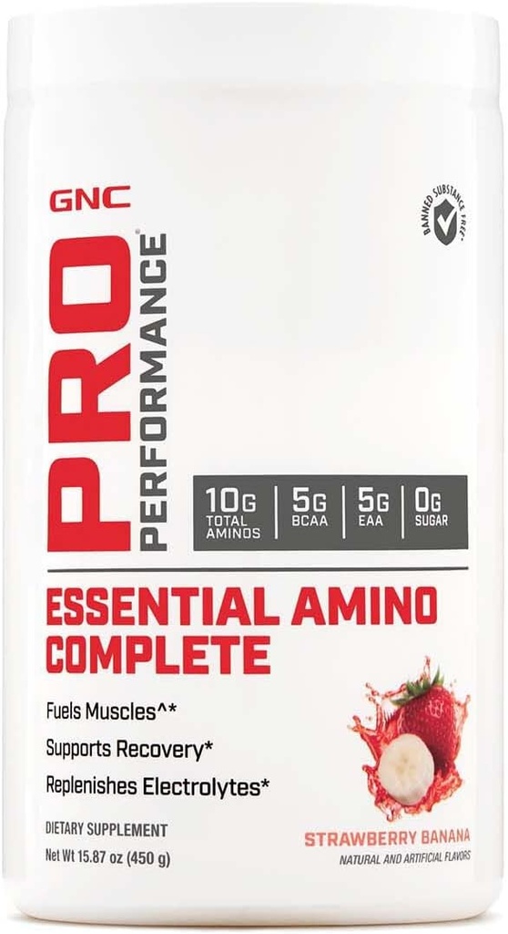 GNC Pro Performance Essential Amino Complete, căpșuni Banana, 15.87 oz., Suportă recuperarea musculară