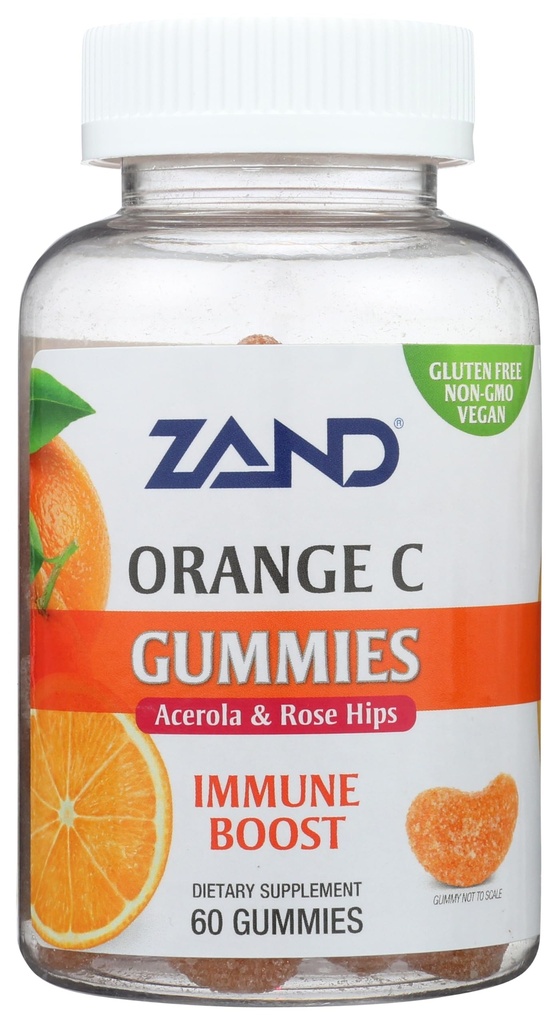 ZAND Imunity Orange Vitamina C Gumies, Wellness and Immune Supplement, Chemable Vitamina C w/Citrus Bioflavonoids, Rose Hips and Acerola, Vegan, Gluten Free, 60- Day Guarantee, 30 Servings