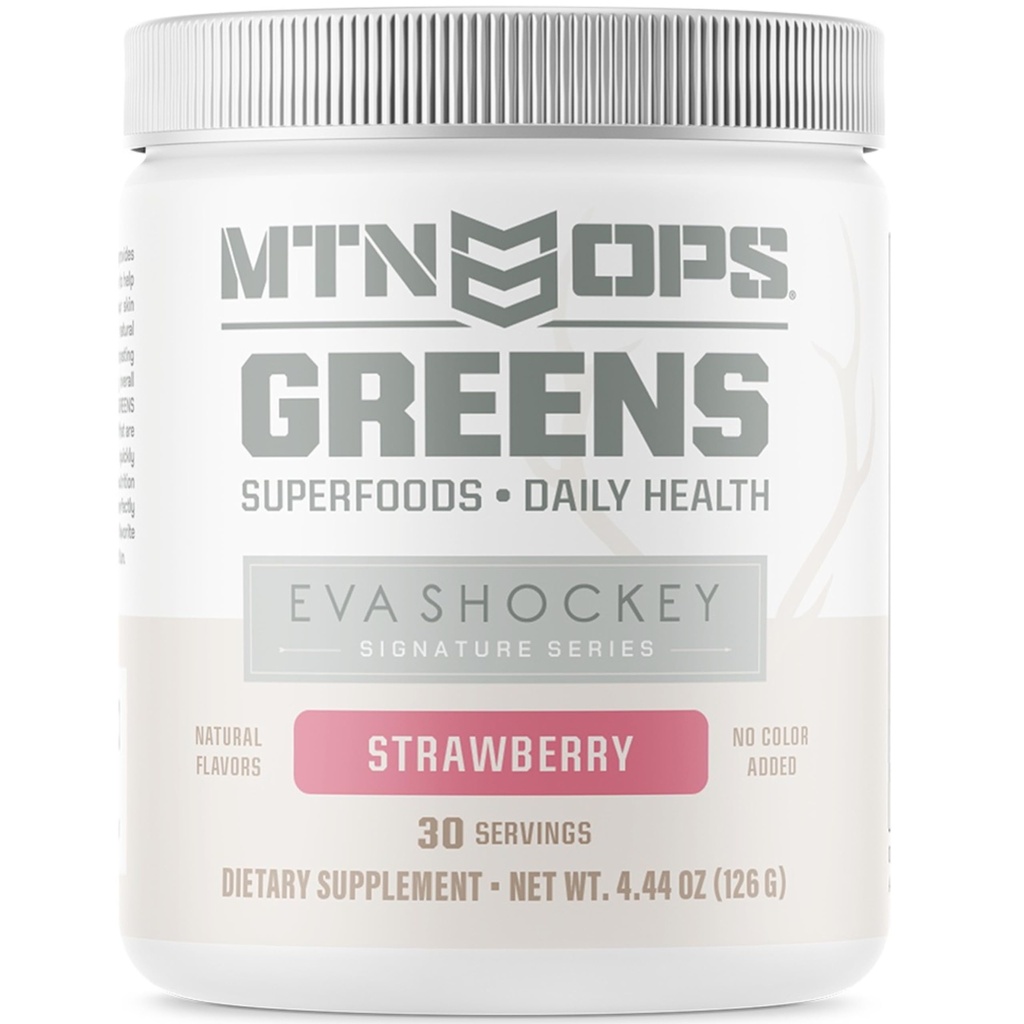 MTN OPS Eva Shockey Signature Series Super Greens Organic Super Foods Pulbere, Căpșuni, 30 Servings, Căpșuni, 4.4 Ounce