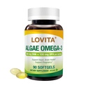 Lovita Algae Omega-3, Vegan și plante-Based DHA & DPA, Fish Oil Alternative, 1000mg Algae Ulei, Suport Heart and Brain Health, Carrageen-Free, 90 Softgels
