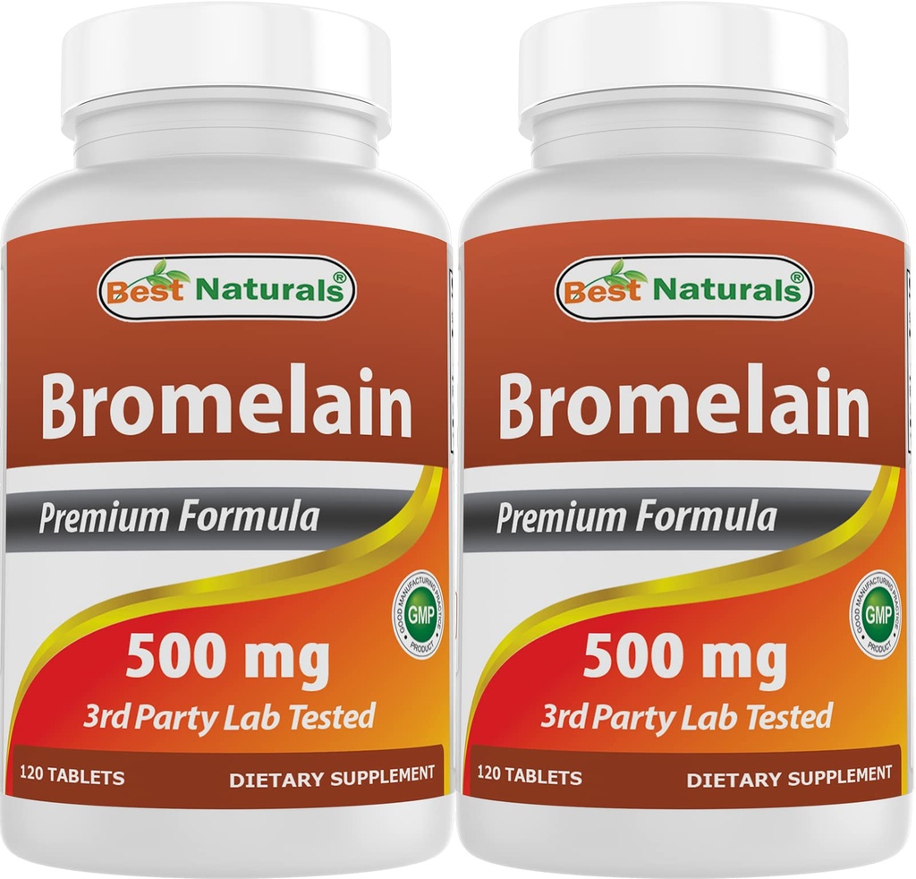Cele mai bune naturale Bromelain 500 mg 120 comprimate (120 număr de (Pachet de 2))