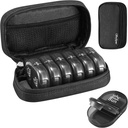 Serfeymi Weekly Travel Pill Organizator 2 Times A Day AM PM Upgraded Black Pill Box 7 Ziua cu Portable Zipper Canvas Pill Case, Medicina Organizator pentru pastile, vitamine, suplimente, ulei de pește - negru 01