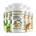 GreeNatr Ginko Biloba & Panax Ginseng Supliment - Red Ginseng for Memory and Focus - Ginkgo Biloba for Good Vision, Immune System and Îmbunătățirea fluxului sanguin (360 comprimate: 6 sticle)