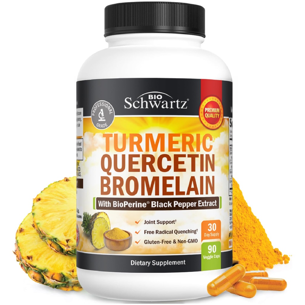 Querbetin turmeric cu supliment de Bromelain - Natural Extra Putere ImunÄ Å i Suport comun cu BioPerine Pepper negru pentru AbsorbÅ£ie Max - Organic Tumeric Bromelain Supliment Vegan sigur, non-GMO