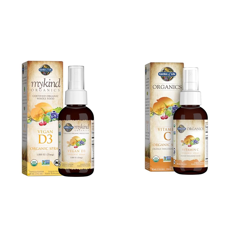 Gradina de viata Organic Vegan Vitamina D3 1000 UI Spray lichid cu vitamina C si Omegas, Imun si Skin Health Support