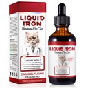 Fier lichid pentru pisici, picaturi de fier lichid pentru pisici suporta anemie, nivele joase de enerie si pisici letargie- Imbunatatirea nivelului de energie si vitalitate, Consumabile de animale de companie Cat Vitamina Supliment, Aroma caramel - 2 fl.oz