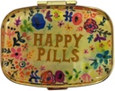 Happy Pills Organizator drăguț Pilula Metal Case călătorie prietenos portabil Pilula cutie Pilula container pentru a ține Tylenol/Vitamins / ulei de pește/Supplements/Meds/Tablet pentru Purse/Pocket