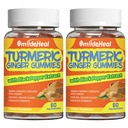 Curcumină curcumică Gummies 500mg, cu extract de rădăcină turmerică, rădăcină de ghimbir, extract de piper negru, suport antioxidant, Gummie de aromă portocalie, 60 Conte (Pachet de 2)