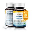 Citrat de calciu LOVITA 800 mg cu magneziu, vitamina D3 & K2, supliment de rezistență osoasă și densitate pentru femei și bărbați, susține dinți, sănătate imună, gluten gratuit, non-GMO, 120 comprimate Vegan