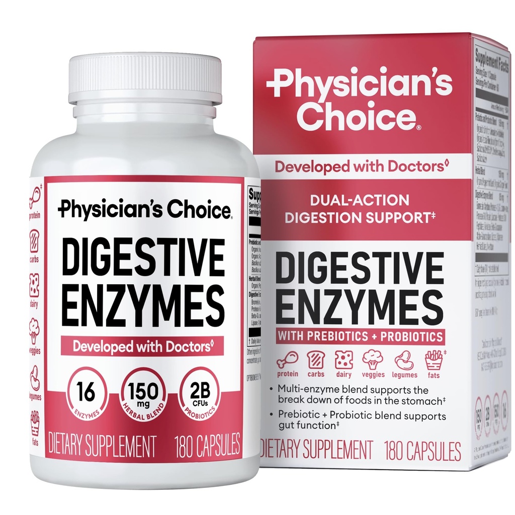 Enzime digestive - enzime multiple, prebiotice organice si probiotice pentru sanatate digestiva si sanatate gutoasa - Disconfort alimentar si balonare - Abordare dubla - 180 CT