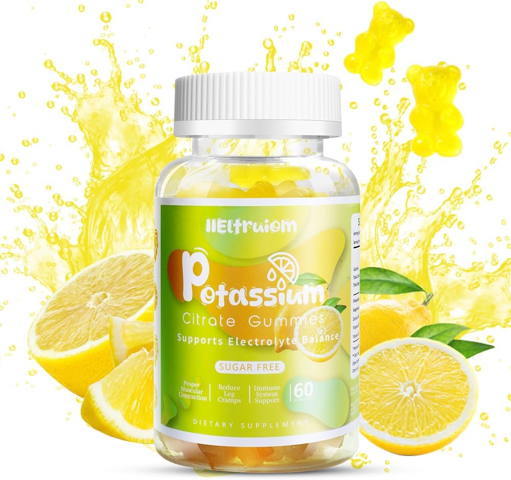 Gume citrat de potasiu, Gume de magneziu de potasiu, 600 mg Supliment de potasiu pentru cramps picior & musculare, Gume de magneziu glicinat, Nu zahăr