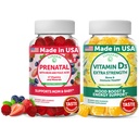 Lunakai Prenatal şi vitamina D3 Gumies Bundle - Sarcina Multivitamine Gummy cu fier şi acid folic - Imunitate, Bone şi Mood Supplement de sprijin pentru adulţi - 30 zile de aprovizionare