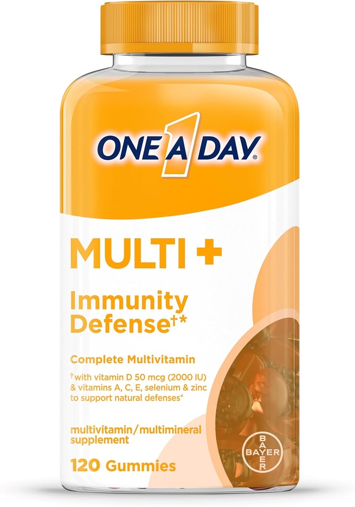 One A day Multi+ Immune Support Gummies, Imunity Multivitamine with Vitamina D, Vitamina C, Vitamina E, Vitamina A, Zinc and More, Gummy Vitamine, 120 Count