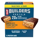 CLIF BUILDers Baruri de proteine - Aroma de unt de arahide de ciocolată - 20g Proteină pe bază de plante - Gluten gratuit - non-GMO - Glycemic scăzut - Fără îndulcitori artificiali - Pachet valoare, 2.4 oz. (12 Conte)