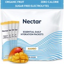 Pachete de hidratare nectar - Pachete cu praf de electroliză - Fără zahăr & 0 Calorie - Lichid organic cu fructe Daily IV Electroliti Pulbere pentru rehidratare și rehidratare rapidă (Mango 30 Pack)