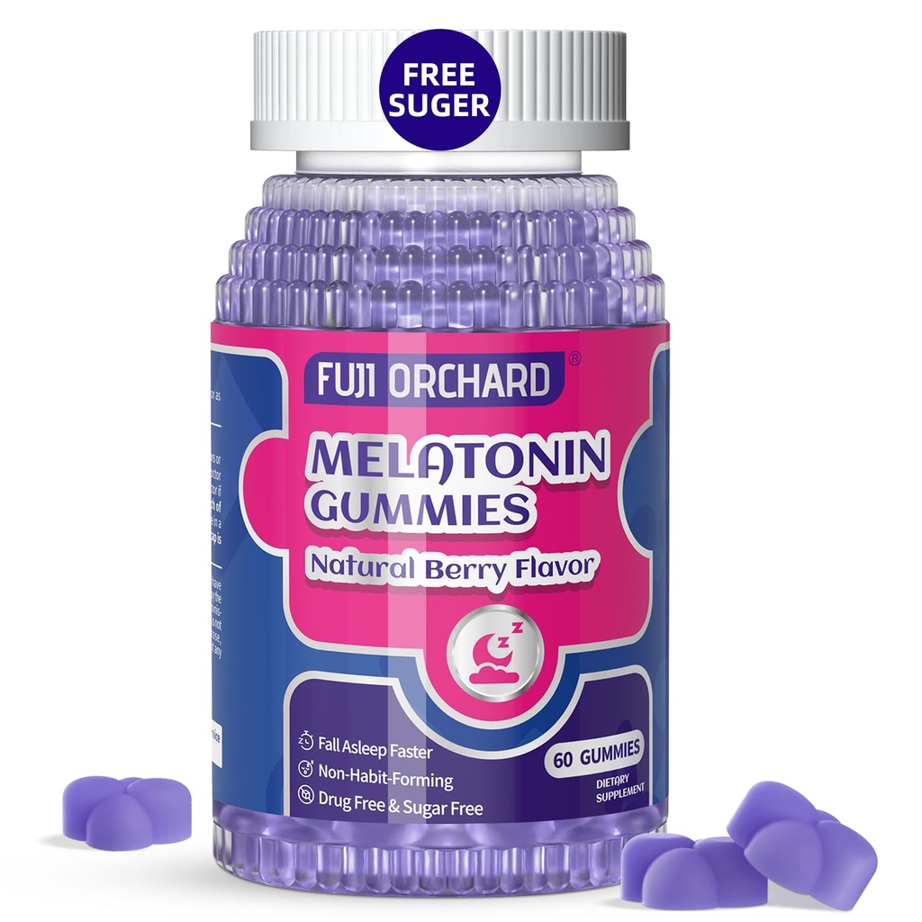 Melatonina Gummies 5mg - Natural Sleep Aid - Supliment de somn - Zahăr Melatonin Gumies gratuit meci cu Magneziu Ajuta sa cada mai repede somn și să rămână mai mult timp somn - 60 Gummies Vegan