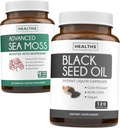 Black Seed & Sea Moss (1-Month Supply) Nourishing Nature Bundle of Black Seed Oil 120 Softgel Capsule (Non-GMO & Vegan) Cold-Pressed Nigella Sativa & Irish Sea Moss Capsules (Non-GMO & Organic)