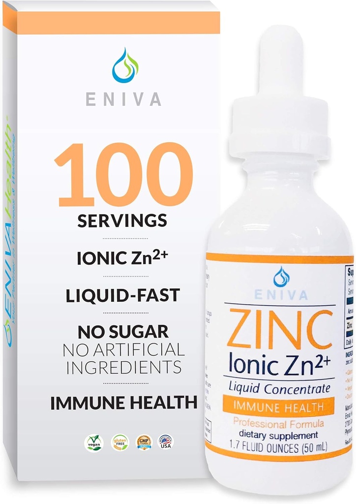 Eniva supliment de zinc lichid Ultra concentrat picături de zinc pentru sănătate imună 1.7 oz