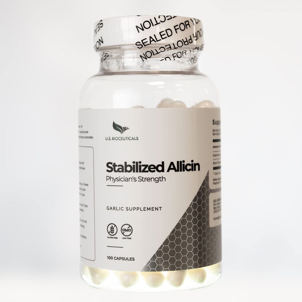 Allicenă stabilizată (non-GMO) - 700.000 mcg Allicin per flacon - laborator testat - cGMP Producţie certificată
