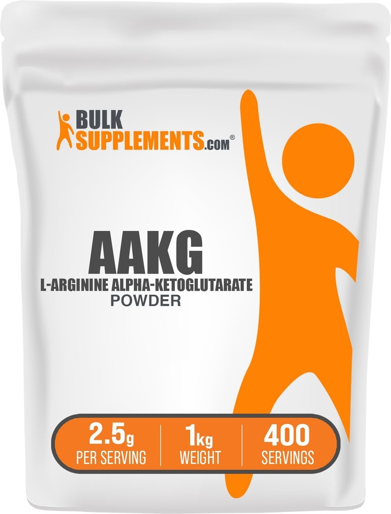 BulkSupplements.com Pulbere AAKG - Arginina AKG Supliment, Oxid de azot, fără aromă și gluten, 2,5g per servire, 1kg (2,2 lbs) (Pachet de 1)
