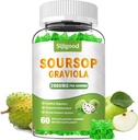 Sugar Free Soursop Graviola Gummies - Organic Soursop Frunze si extract de fructe - Digestive Aid, Immune Support & Antioxidant Properties - 60 Apple Aroma Gummes