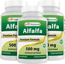 Cele mai bune Naturale Alfalfa Green Super Food 500 mg 180 capsule (180 Count (Pachet de 3)