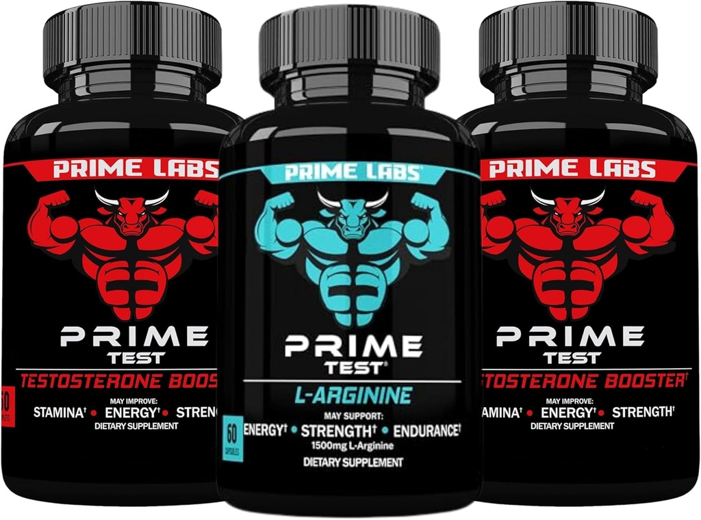Testul Prime Labs Prime (2 Pack) + L Arginin Nitric oxid (60 Count)