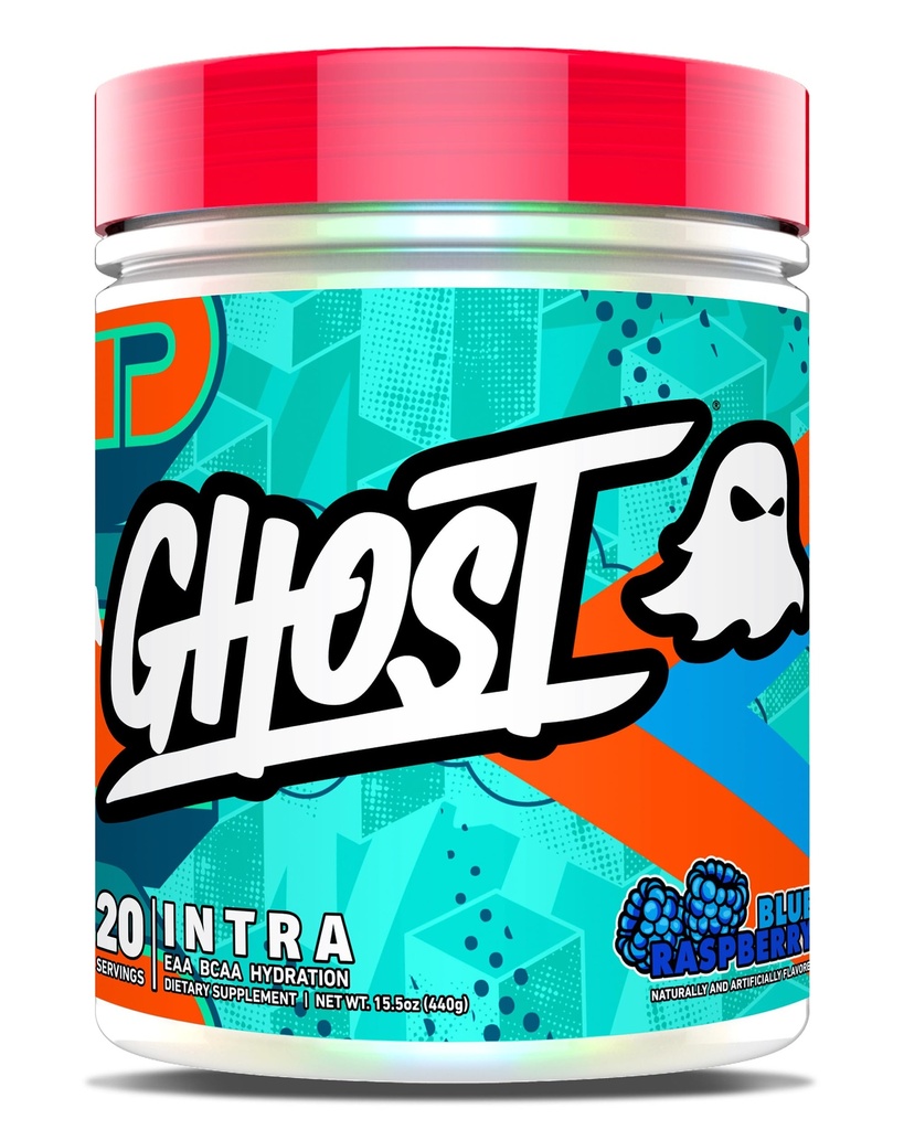 Pudră de antrenament Intra GHOST, zmeură albastră - BCAAs, & EAAS, Nootrops & Hidratare - Aminoacidi esențiali și de ramură, susține recuperarea musculară & Focus - Pre, Pudre de antrenament intra și post