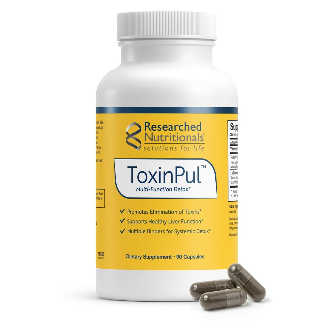Cercetari nutritionale ToxinaPul Binder & Detox Curatenia suport - Acid humic, acid fuzilic, Cilantro, Dandelion Root & Chlorella pentru a ajuta la sustine indepartarea sanatoasa a toxinelor (90 capsule)