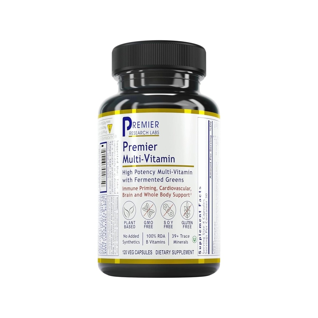 Premier Research Labs Multi-Vitamina - Imun, Brain & Heart Support  Lipsă de gluten şi soia - 120 capsule cu sursă de plante