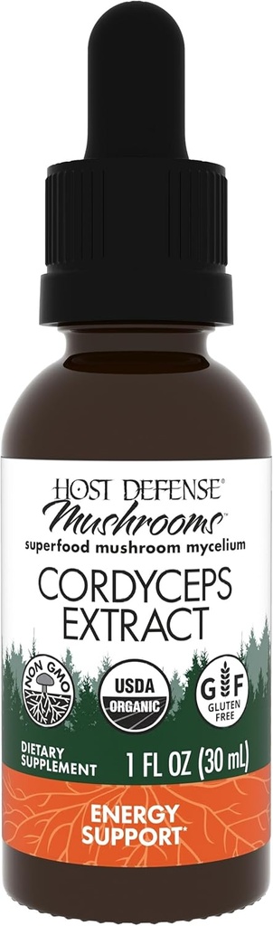 Host Defense Cordyceps Extract - Immune & Energy Support Supplement - Kidney Health Supplement with Cordyceps - Fitness Support to Aid Oxygen Uptake - 1 fl oz (30 Servings)*