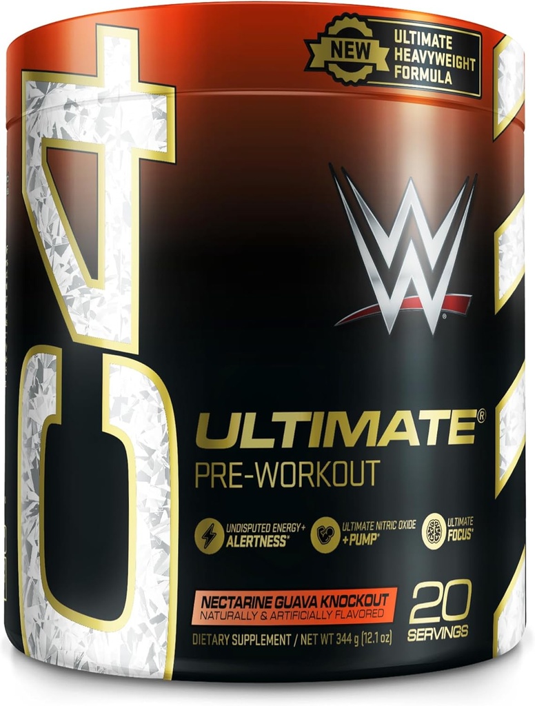 Cellucor C4 Ultimate x WWE Pre Antrenament Pulbere Nectarine Guava Knockout - Sugar Free Preworkout Suplimentul energetic pentru bărbaţi şi femei - 300mg Cafeina + 3.2g Beta Alanine + Creatine brevetate - 20 Serviri