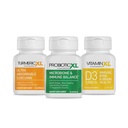 TrioXL - 3 Suplimente puternice care promovează un sistem imunitar puternic, include TumericXL, Vitamina XL D3 & ProbioticXL, Gluten-liber Booster imunitar, 3-30 Conte