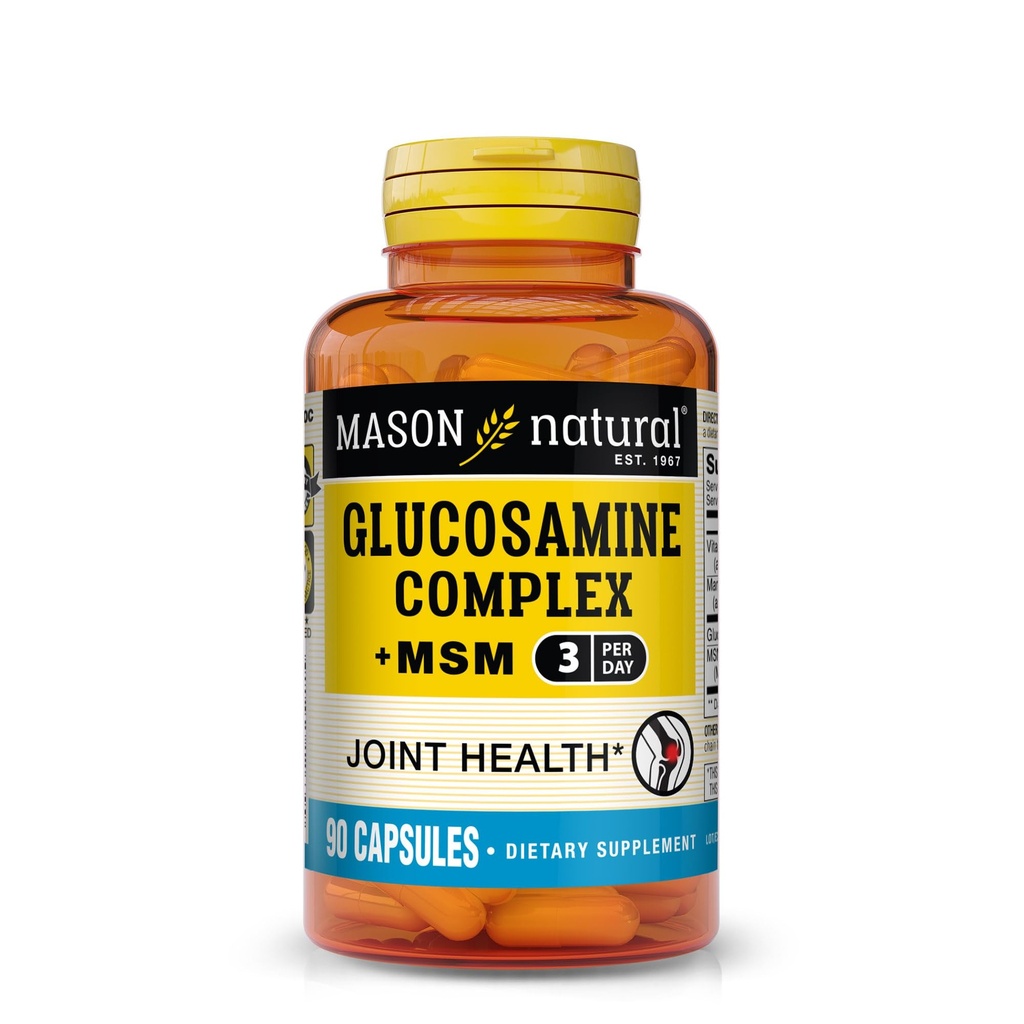 Mason Natural Glucosamine Complex Plus MSM cu vitamina C - susține sănătatea comună, flexibilitate îmbunătățită și mobilitate, 90 capsule