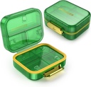 7 Compartiment Travel Pilula cutie, Pilula Organizator Proof umiditate mini caz de pilula, cutie pilula mica pentru pungi de buzunar, Daily Portable Medicine Vitamina Box, Fish Oil Box, Supliment Box (Green)
