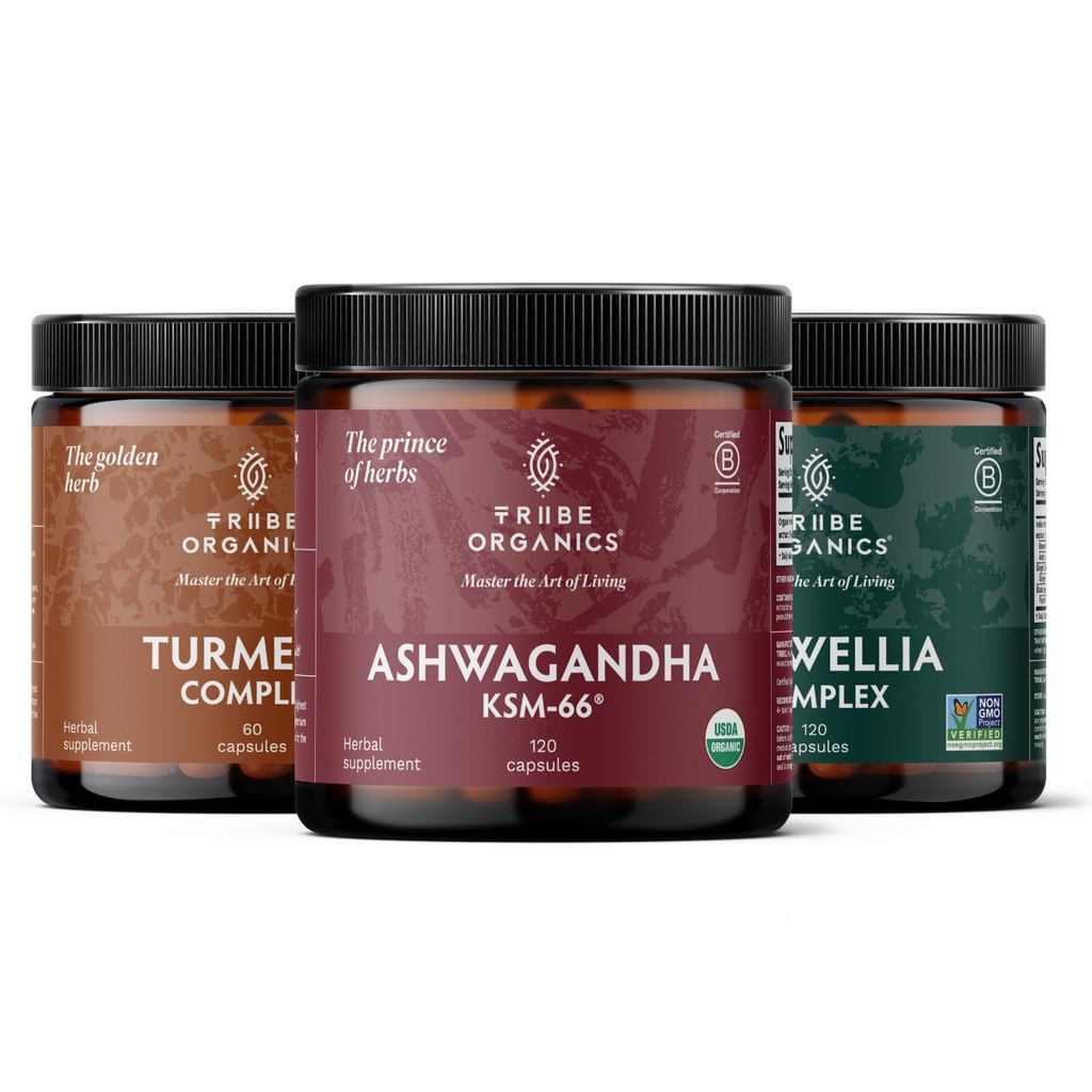 Recuperare Trio 120 - KSM-66 Ashwagandha + Curcumin Turmeric Complex C3 + Complex Boswellia - Boost Imunitate, Suport Comun, Reduce Durerea