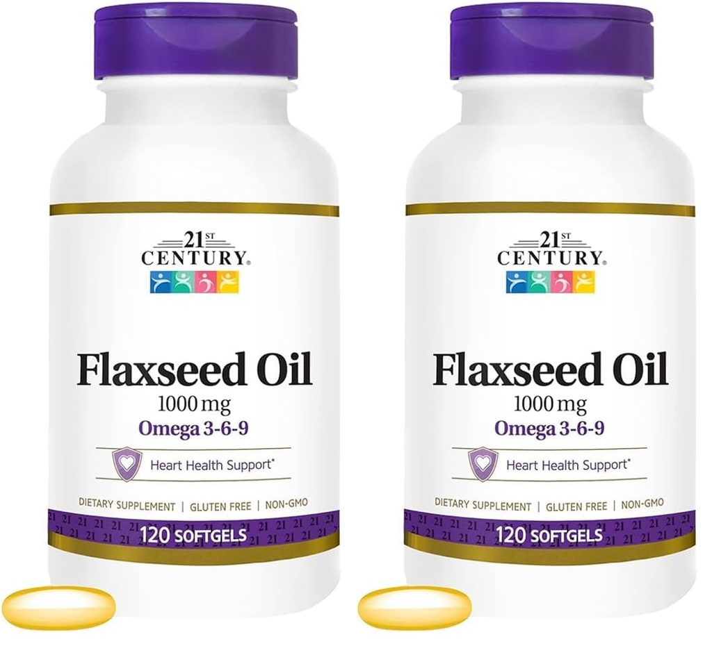 21st Century Flaxseed Oil 1000 Mg Softgels, 120-Count (2871) (Pachet de 2)