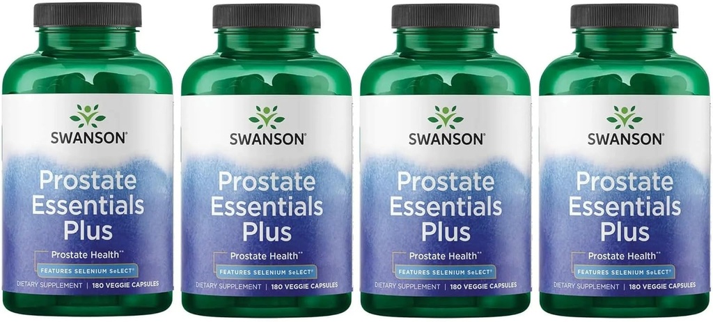 Swanson Prostate Plus - Natural Supplement for Men Promoting Healthy Urinary Tract Flow & Frequency -Supporting Overall Prostate Health - (180 Veggie Capsules) 4 Pack