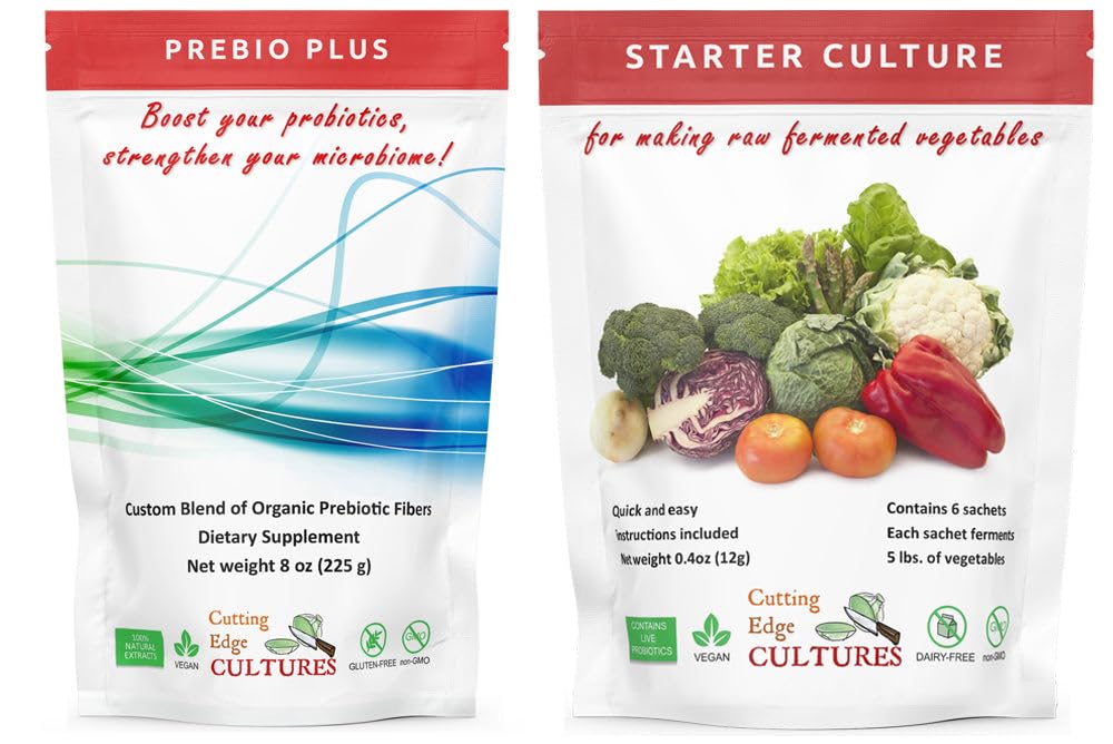Cutting Edge Culturi Prebio Plus Prebiotic Fiber pulbere Cel mai bun amestec personalizat de fibre prebiotice organice Supliment alimentar 8 oz