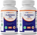 Vitamatic 2 Pack Seed Oil 1200mg 120 de la rece presat Seminte de in - 675 mg de ALA Omega 3 Acidi grasi pentru imbunatatirea sanatatii inimii
