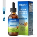 Picături de citrat de calciu lichid cu L-Lysine 500mg, Magneziu & Zinc, Citrat de calciu 600mg Supliment cu vitamina D3 & K2 pentru copii și adulți, 2 Fl Oz