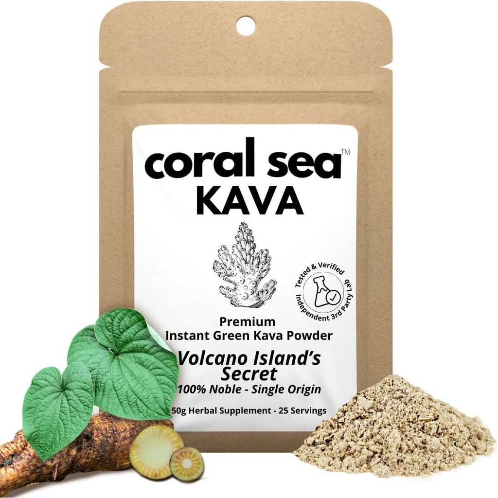 Instant Kava Kava Bea pulbere de ceai Vanuatu Noble Kava Root - Nootrop Drink Mix Pocket rapid Cafeina Sized gratuit Bitter Flavor autentic - Insula vulcanului 25 Serviri