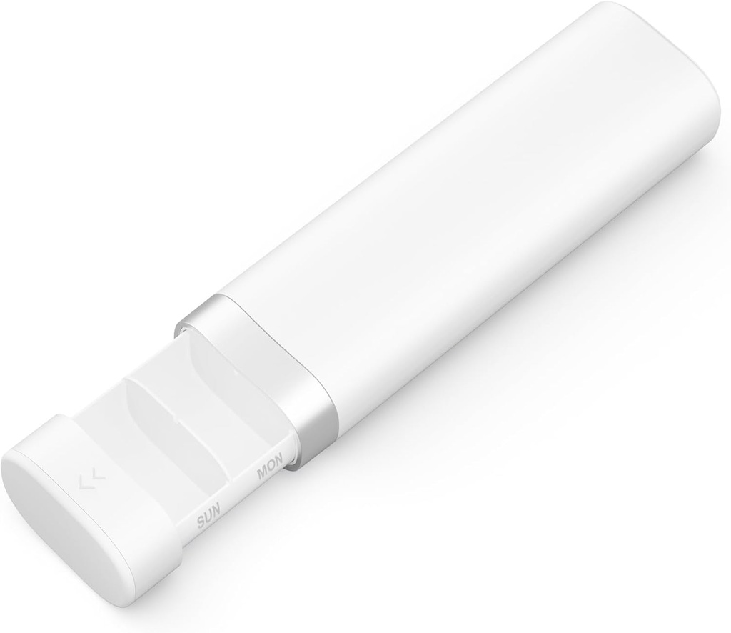 Odaro Weekly Travel Pill Organizator, Small Pill Box 7 Ziua, Daily Medicine Organizator Box, 7 Compartimente la Hold Medicine, Vitamina si Supliment - Alb