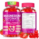 Magneziu Glycinate Gumries 600mg, Gume de magneziu de zahăr masticabile liber de potasiu cu glicinat de magneziu, vitamina D, B6 și CoQ10 pentru somn, relaxare, creier și mușchi, 60 zile de aprovizionare