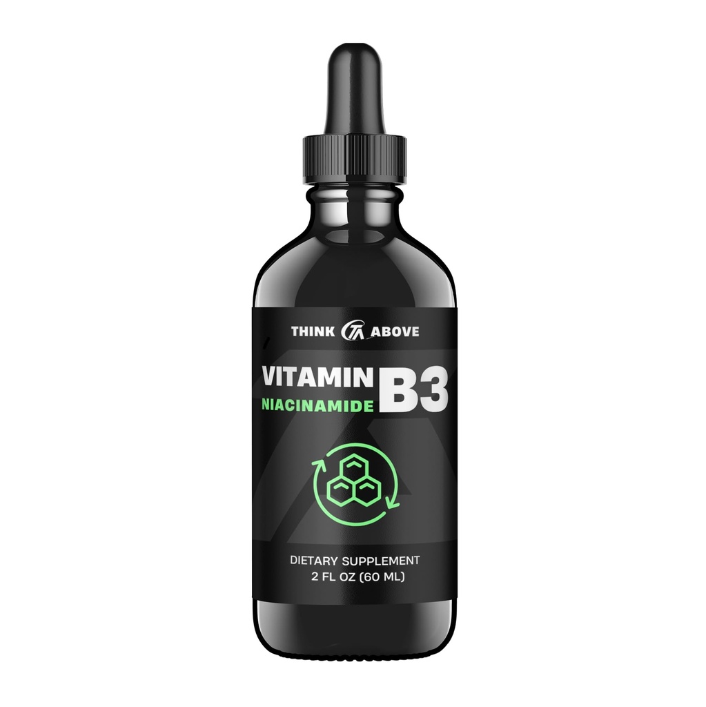 Vitamina B3 Niacinamida lichid - Non- Flush formă de B3 Niacina - convenabil vitamina B3 picături de niacinamidă pentru femei și bărbați - ușor de înghițit 2oz (60ml)
