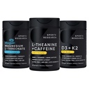 Sports Research Magtein Magneziu Capsule L-Treonat (2000 mg, 90 capsule), Vitamina D3 Vegană + K2 w/Organic Ulei de cocos (5000iu VIT. D 100mcg Mk7 VIT. K, 60 Softgels) și L-Theanină (200mg, 60 ct)