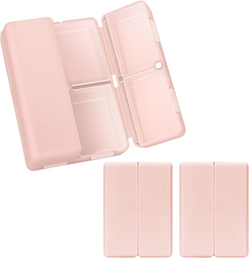 FYY Daily Pill Organizator,2 PC-uri 7 Compartimente Portable Pilula Case Travel Pill Organizator, [Folding Design] Pilulă cutie pentru Purse Pocket pentru a deține vitamine, ulei de ficat Cod, Suplimente și medicamente-Pink