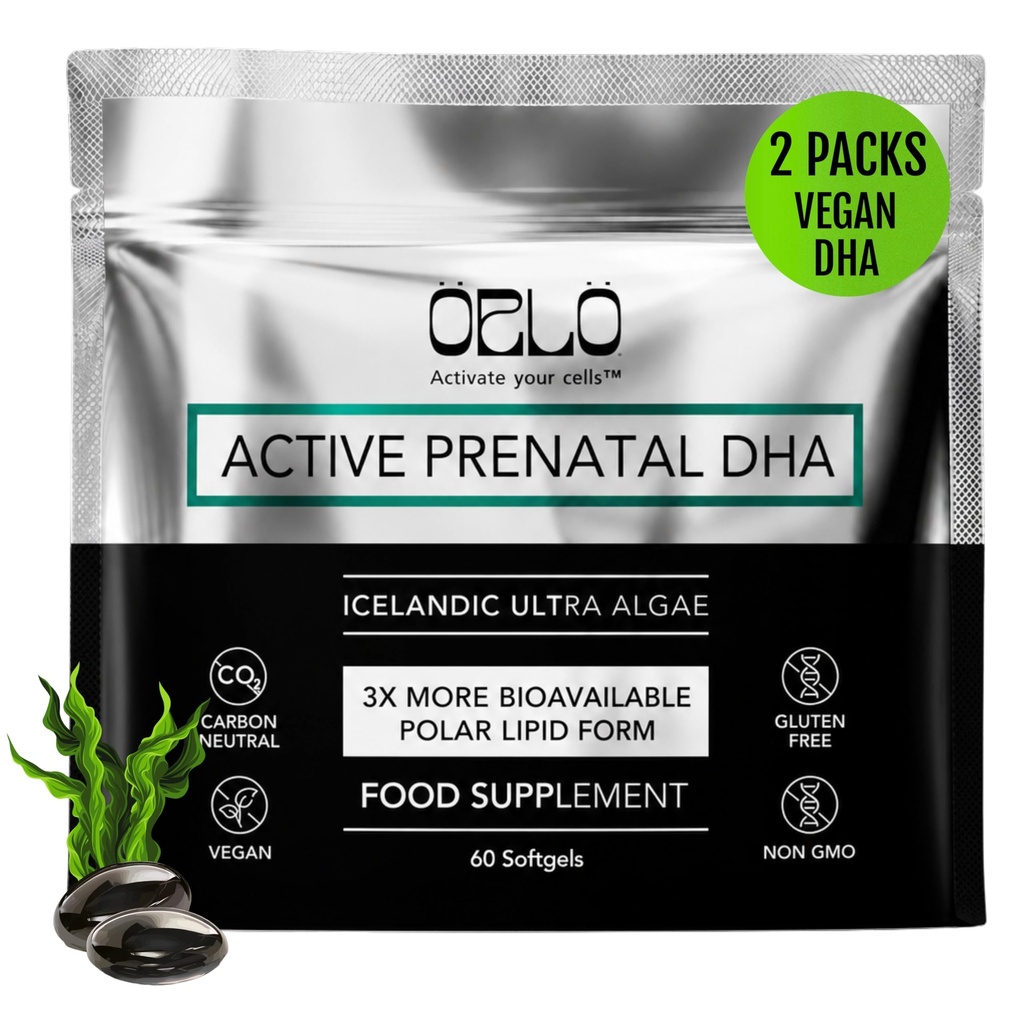 Orlo PRENATAL DHA - Prenatal DHA Omega 3 Supliment - Triple Putere Omega3s - Vegan DHA & EPA Ulei Algae Omega-3 - Sprijină dezvoltarea creierului în timpul sarcinii și alăptării (120 Mini Softgels)