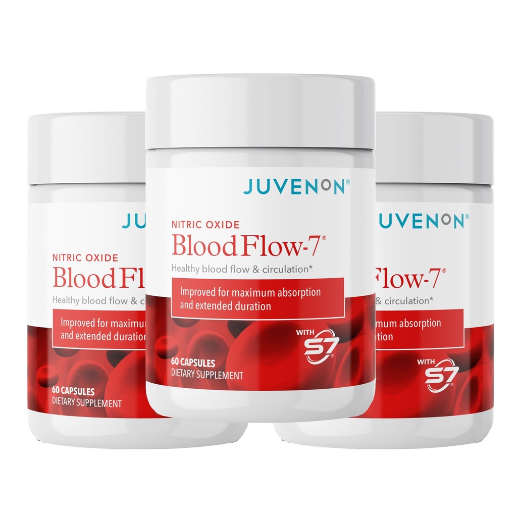 Juvenon BloodFlow-7 suplimentare oxid nitric cu Nitrosigin 180 Count (Pachet de 3)